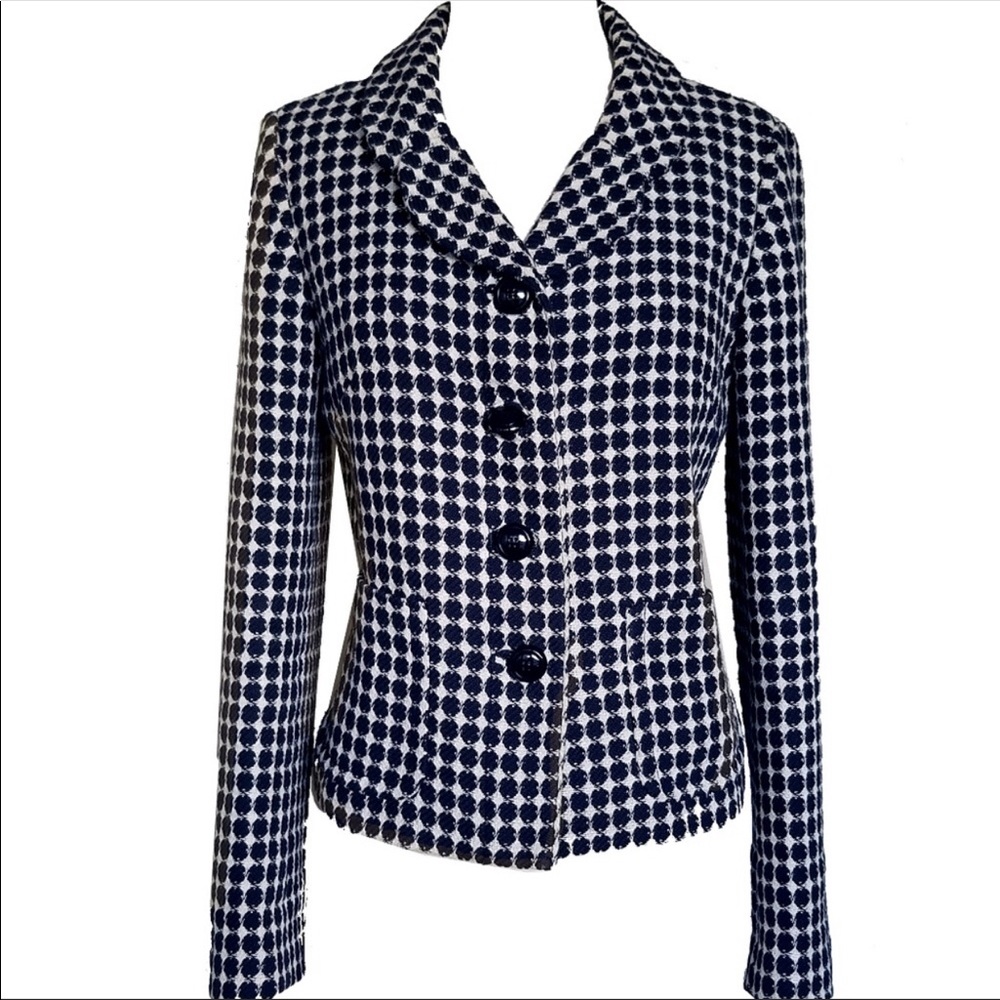 Banana Republic Navy Cream Pattered Blazer